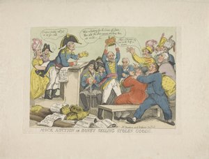 Napoleon Selling Stolen Goods, 1813 (Mock auction or Boney selling stolen goods) by Thomas Rowlandson
