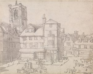 Norwich Market Place by Thomas Rowlandson