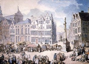 Place de Mer, Antwerp by Thomas Rowlandson