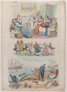 A Lying-in Visit, A Round Dance, from World in Miniature, 1816