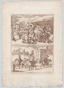 Pot Fair Cambridge, and, The College Gate, 1780-90 by Thomas Rowlandson