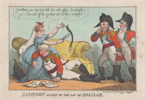 Sampson Asleep on the Lap of Dalilah by Thomas Rowlandson