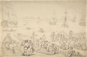 Seaport by Thomas Rowlandson