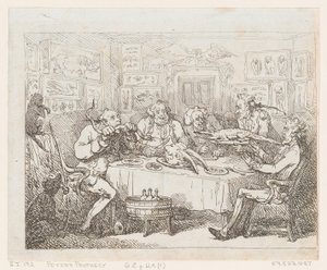 Sir Joseph Banks about to Eat an Alligator ‘The Fish Supper’ by Thomas Rowlandson