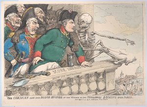 The Corsican and His Bloodhounds at the Window of the Thuilleries Looking Over Paris, April 16, 1815 by Thomas Rowlandson