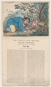 The Famous Coal Heaver Black Charley Looking into the Mouth of the Wonderful by Thomas Rowlandson