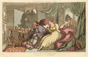 The Honeymoon, from The English Dance of Death, pub. 1816 (hand coloured engraving)