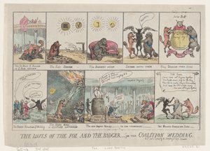 The Loves of the Fox and The Badger, or The Coalition Wedding by Thomas Rowlandson