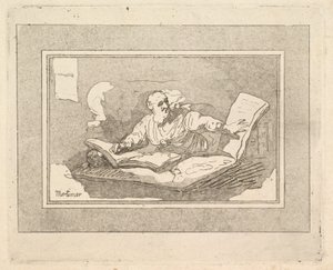 The Philosopher Bearded Old Man Copying Book, 1783-87 by Thomas Rowlandson