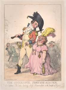 The Successful Fortune Hunter, or Captain Shelalee Leading Miss Marrowfat by Thomas Rowlandson