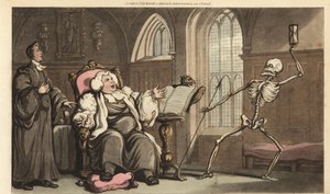 The Skeleton of Death Comes for the Bishop in the Abbey by Thomas Rowlandson