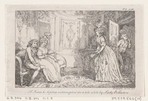 Tom Jones & Sophia interrupted in a tete a tete by Lady Bellaston, from The History of Tom Jones