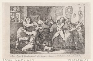 Tom Jones & the Landlord, Partridge & Susan, Mrs Waters & the Landlady, from The History, 1792