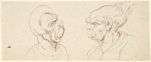 Two Caricatures: Male Heads