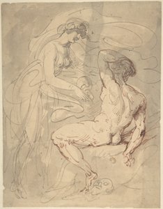 Woman Talking to a Seated Male Nude by Thomas Rowlandson