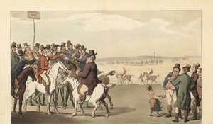 Young English Gentleman Gambling at Newmarket Racetrack by Thomas Rowlandson