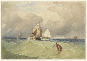 Three-Masters and Tjalk Sailing in the Open Sea