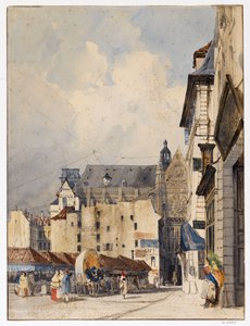The Street of Prouvaires and the Church of Saint-Eustache by Thomas Shotter Boys