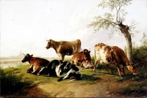 Cattle in a Landscape by Thomas Sidney Cooper