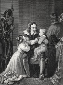 King Charles I of England bidding farewell to his children before his execution, engraved by A.H. Payne