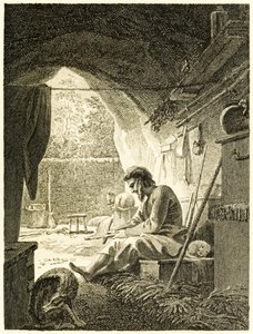 Robinson Crusoe at Work in His Cave from The Life and Strange Surprising Adventures of Robinson Crusoe, or York, Mariner by Daniel Defoe