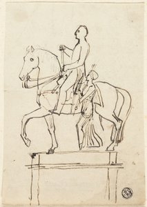 Sculpture of a Horseman Accompanied by Standing Woman by Thomas Stothard