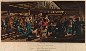 A Scene on the Main Deck of a Line of Battle Ship in Harbour by Thomas Sutherland