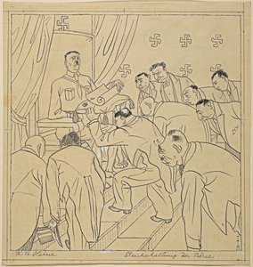Synchronization of the Stock Exchange; Simplicissimus XXXV/36, 1930 by Thomas Theodor Heine