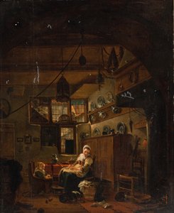 Interior of a Dutch Farm Cottage by Thomas Wijck