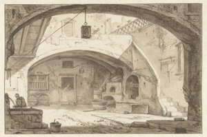 Italian Courtyard with a Bakery by Thomas Wijck