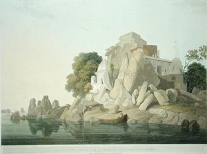 S.W. View of the Fakeers Rock in the River Ganges near Sultaungunge, plate 61 from 