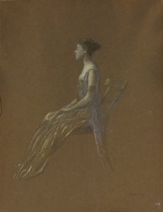 Seated Lady in a Yellow Dress by Thomas Wilmer Dewing