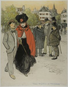 Gentleman Watching a Couple Promenading by Théophile Alexandre Pierre Steinlen