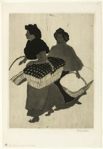 Laundresses Carrying Back Their Work by Théophile Alexandre Pierre Steinlen