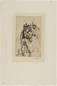 Three Soldiers Walking by Théophile Alexandre Pierre Steinlen
