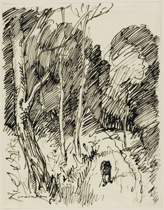 Wooded Landscape with Vagabond by Théophile Alexandre Pierre Steinlen