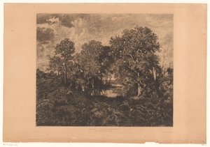 View of the Forest of Fontainebleau with a Figure by a Pond by Théophile Chauvel