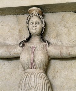 Thracian tomb of Sveshtari, detail of a statue of woman in Atlas, 3rd century BC by Thracian Thracian