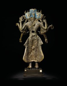 Ekadashalokeshvara Statue by Tibetan School