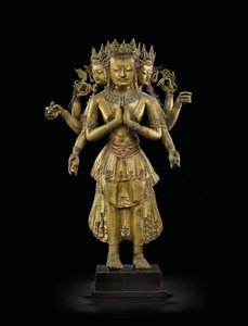Ekadashalokeshvara Statue by Tibetan School