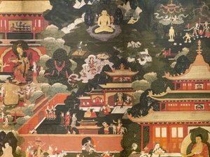 Scenes of the life of the Buddha Shakyamuni by Tibetan School