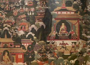 Scenes of the life of the Buddha Shakyamuni by Tibetan School