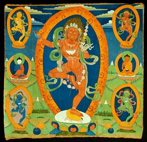 Thangka Painting Depicting The Dakini Vajravarahi, Tibetan by Tibetan School