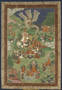 Thangka with Scenes from the Life of the Buddha