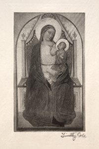 Old Italian Masters: Madonna Enthroned with Child Holding Bird, 1885 by Timothy Cole
