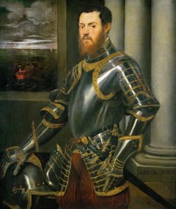 Portrait of a Man in Gold-Embroidered Armor by Tintoretto