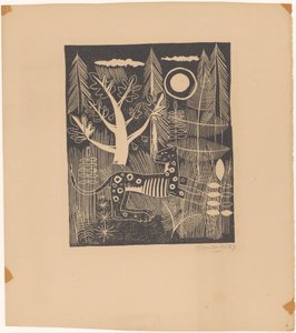 Forest Scene with Leopard by Tinus van Doorn (signed by artist)