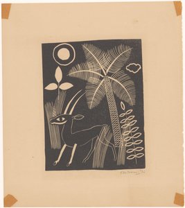 Deer with Palm Tree by Tinus van Doorn (signed by artist)