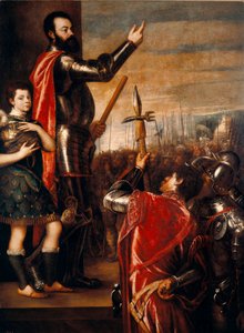 The speech of Alfonso de Avalos (1502-1546), Italian condottiero. Painting by Titian. Madrid, Prado Museum