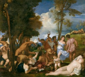 The Bacchanal of the Andrians by Titian